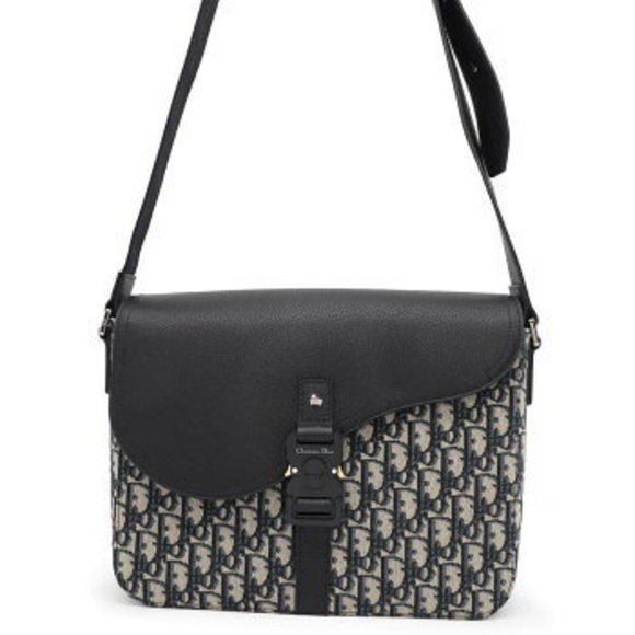 Christian Dior Saddle Oblique Shoulder Bag Trotter Black s - Picture 1 of 8
